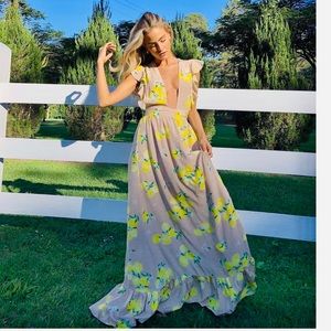 MAJORELLE Yellow Floral Maxi Dress